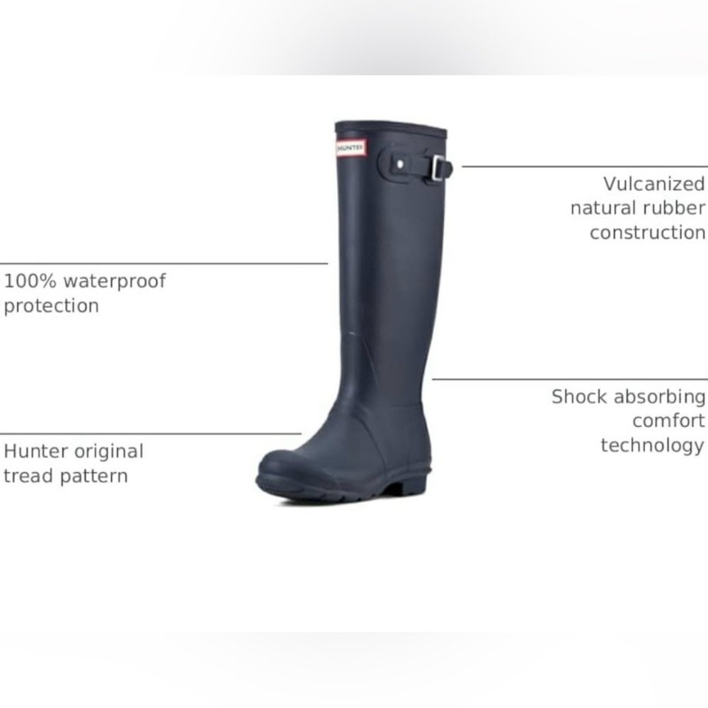 NWOB Hunter Matte NAVY Original Tall Women's Rain Boots SIZE 5 - Picture 3 of 9